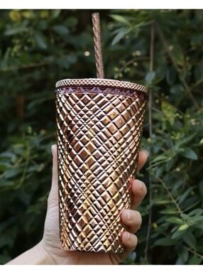 Starbucks 2023 Rose Gold Jeweled Cold Tumbler 16oz Limited Edition